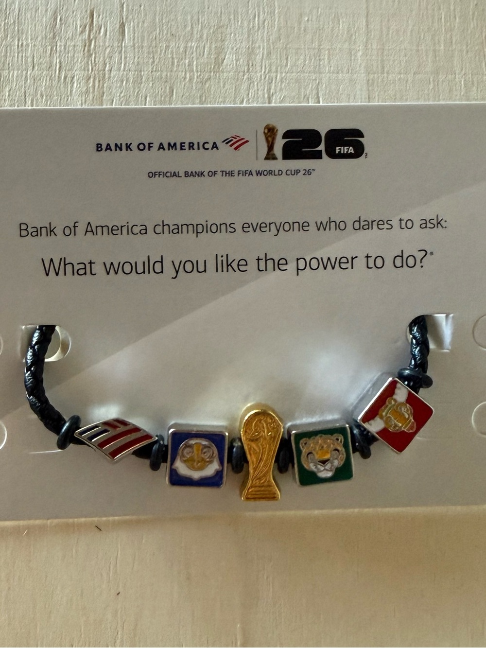 BRAND NEW- FIFA World Cup 26 Charm Bracelet - Black, Gold, Red, Blue, Green